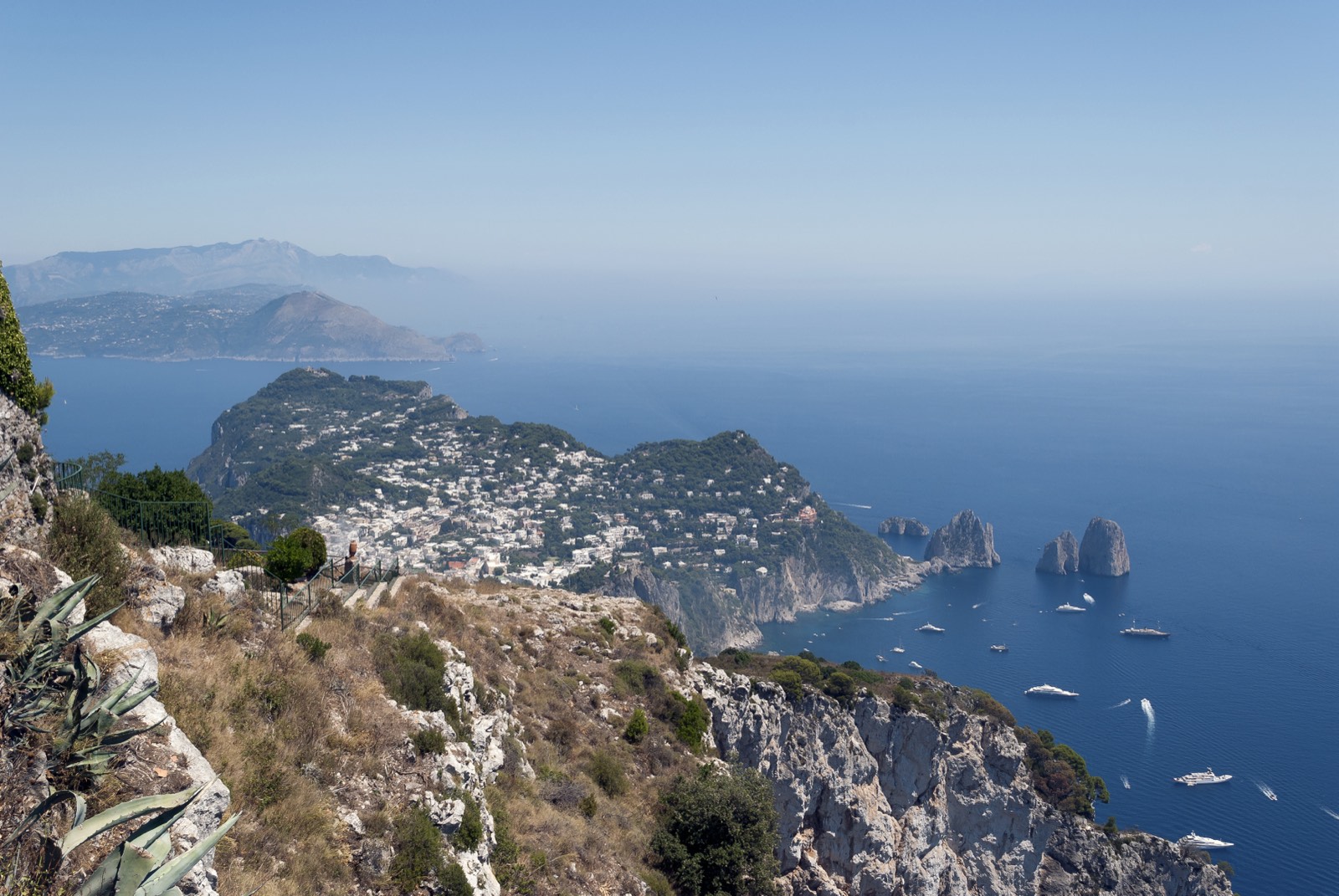Capri coastline and the Faraglioni seen from the water