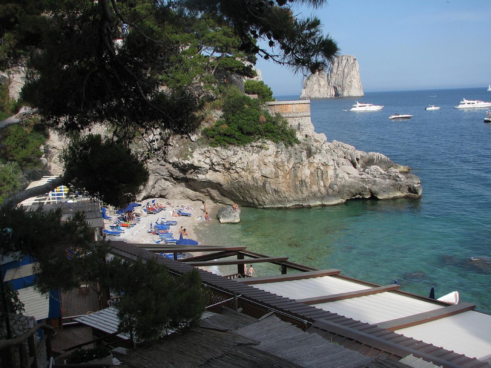 Small wooden gozzo boats moored at Marina Piccola, Capri