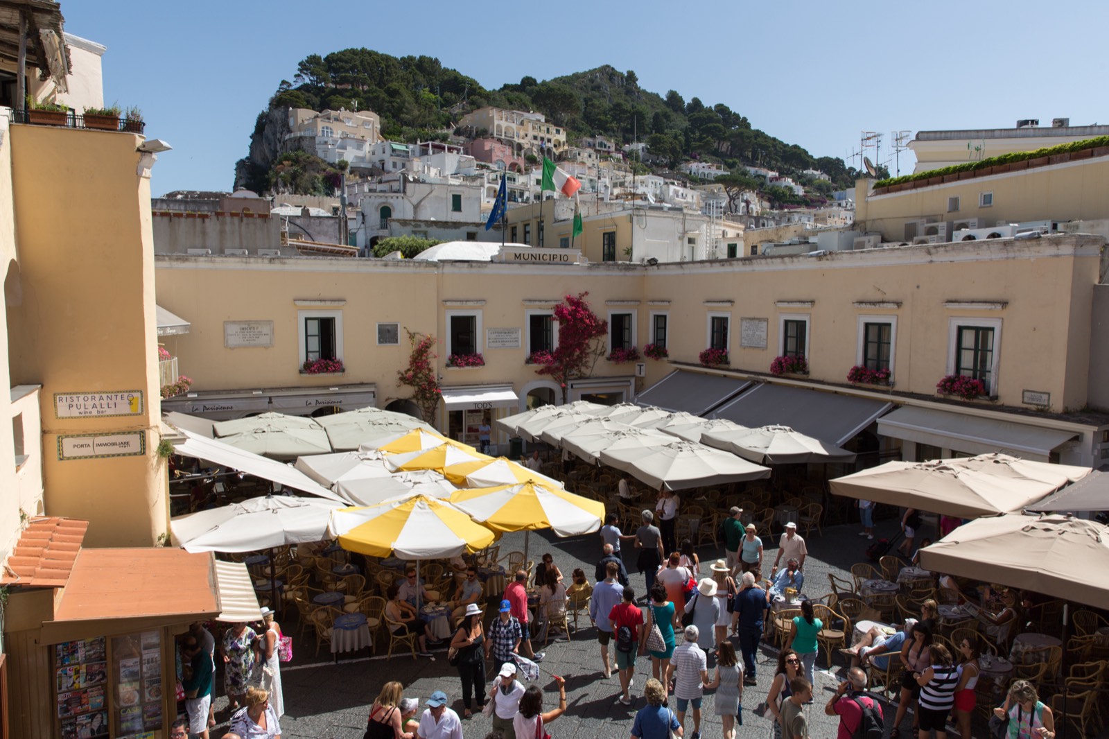 The Piazzetta square in Capri town with its clock tower